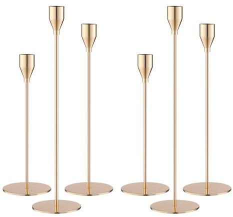 Set di 6 Portaandele da tavolo,Candelabro in metallo,33/29/23cm,Decorazione vintage, portacandele nuziali,adatto per cene romantiche a lume di candela, anniversari, feste di matrimonio