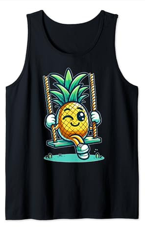 Ananas joyeux, balançoire, mignon, fruits tropicaux, balançoire, humour Débardeur