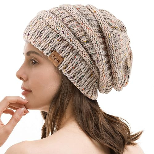 REDESS Slouchy Beanie Hat for Men and Women Winter Warm Chunky Soft Oversized Cable Knit Cap