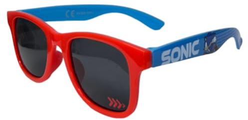 CARTOON Lunettes de soleil pour enfants Sonic lentilles rectangulaires avec protection de filtre UV400, rouge