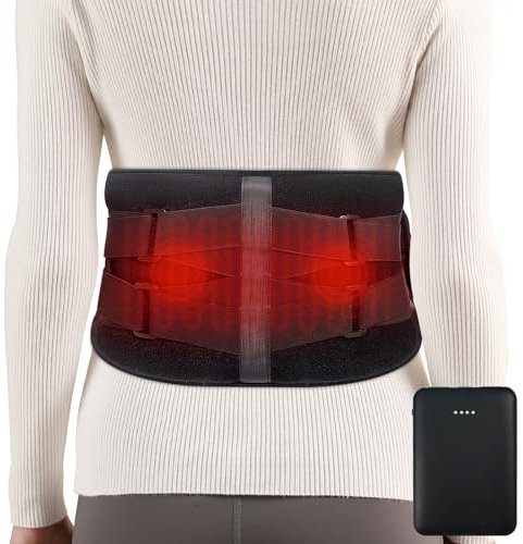 Aroma Season Heat Pad for Back Pain Relief, Cordless Heated Back Warmer with Vibration Massager, 5000mAh Power Bank, 3 Heating Levels, 3 Vibration Modes, Heated Belt for Women and Men (Black)
