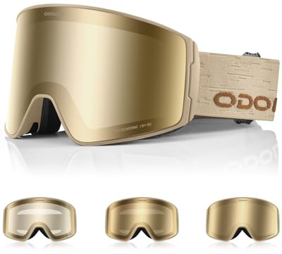 Odoland Skibrille Selbsttönend für Sonnige und Bewölkte Tage, Anti-Nebel Snowboard Brille für Herren Damen, UV-Schutz Ski Goggles, Schneebrille Photochrom