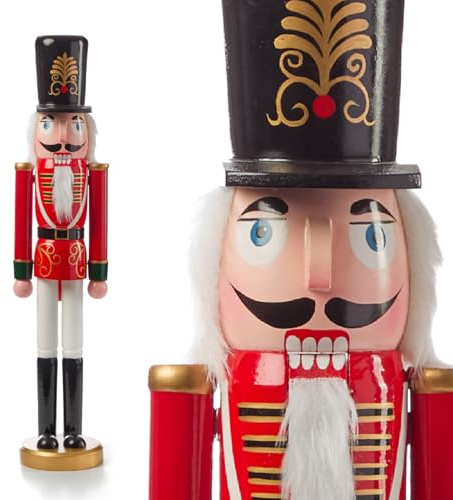 The Christmas Workshop 60cm Wooden Nutcracker/Classic Handcrafted Christmas Decoration in Traditional Festive Colours 74359