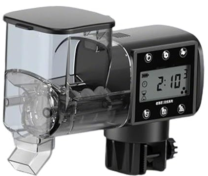 Ronyme Distributore Automatico di Cibo per Pesci, distributore Automatico di Cibo per acquari, Portatile con Display Regolabile per acquari, Piccoli, 250 Ml