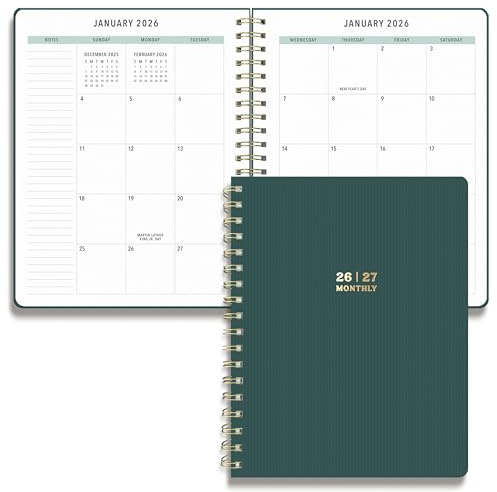 Sweetzer & Orange 2026-2027 Monthly Planner Notebook – 7.5 x 9.5 Two-Year Calendar Planner – January 2026 to December 2027 – Clean Monthly Layout, Sturdy 120gsm Paper, Gold Spiral Binding