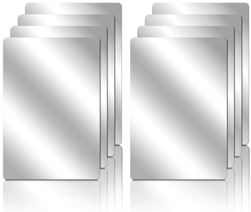 Xiciki 8 piastrelle a specchio autoadesive, 15 x 10 cm, piccoli specchi, adesivi da parete autoadesivi, fogli in acrilico, specchio adesivo HD, specchio decorativo da parete, armadio