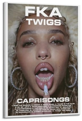 FKA Twigs CAPRISONGS stampa della copertina dell'album con autografo, copertina dell'album musicale, pop hip hop, cantante rap, star, poster estetico su tela da parete per ragazze e ragazzi