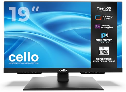 Cello C1926TZH Smart TV 19 tum med Samsung Tizen OS, Gaming Hub, Pitch Perfect högtalare, Bluetooth, Triple Tuner, liten TV perfekt för kök och sovrum