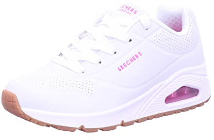 Skechers Uno - Stand On Air, Zapatillas de gimnasia Niñas, White Pu H Pink Trim, 36.5 EU