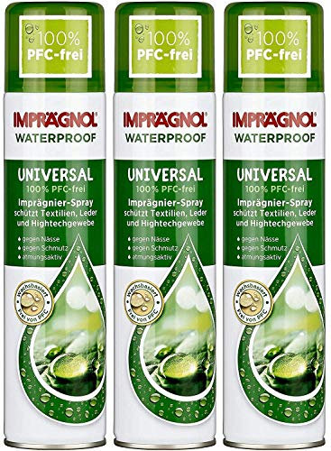 Imprägnol Waterproof Universal 100% PFC-frei: Imprägnier-Spray geeignet für Textilien, Leder und Hightechgewebe, 400 ml, 3er Pack
