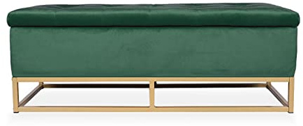 INTENSE DECO Banquette Coffre Angele Velours Vert Pieds doré