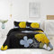 WONGS BEDDING Tagesdecke 240x260 Gelblich Schwarz Bettüberwurf Weiche Sommerdecke Gesteppte Decke für Doppelbett Mikrofaser Bettdecke mit 2 Kissenbezug 50x75