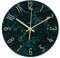 K&L Wall Art 30cm große Wanduhr aus Glas Küchenuhr Marmor Optik auf Klarglas leise Glasuhr ohne Tick-Geräusche (Marble Jade grün)