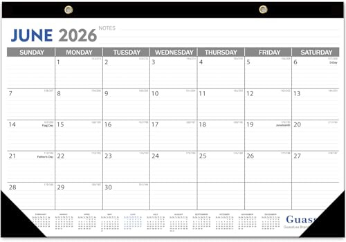 GuassLee Desk Calendar 2026-2027 - 19 Monthly Desktop Calendar 17 x 11.5 Medium Size Runs from Jun. 2026-Dec. 2027 with Julian Dates for Students Family Office Easy Planning
