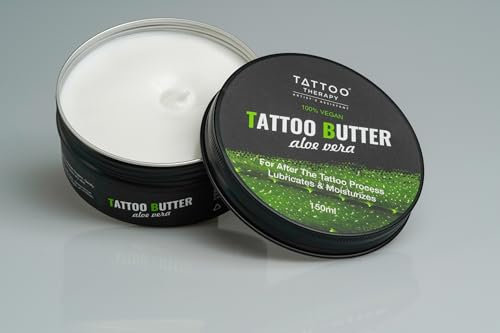 Tattoo Therapy ® - Beurre de tatouage Aloe Vera 150 ml - 100 % Naturel, Beurre de Tatouage Hypoallergénique - Beurre de Tatouage Vegan