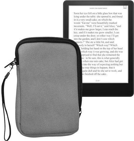 kwmobile Funda Universal para E-Book - Estuche de Tela de Lona con Cierre de Cremallera para Libro Electrónico de 7 Pulgadas - Bolsa Protectora para Ebook con Correa de Mano