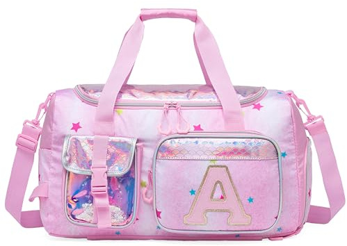 HTgroce Children's Sports Bag Swimming Pool Travel Weekend Beach Football Gym Bag for Girls, Pink A, 55 x 27 x 22 cm, Travel bag