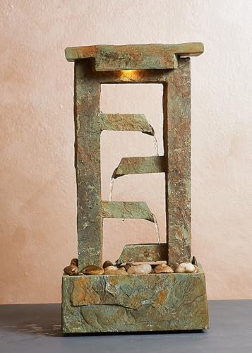 Fontana Zen in Pietra Essenza – Fontana Decorativa da Interno con Cascata d’Acqua Rilassante, Ideale per Casa, Ufficio e Meditazione