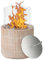 VOSSMOON Tabletop Fire Pit, Bioethanol Table Top Fire Bowl, Portable Round Fireplace indoor or Outdoor, Concrete Table Top Patio Heater Ethanol Burner with Tempered Glass for Potluck or Camping, Red