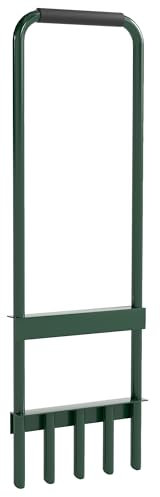 Outsunny Rasenlüfter Aerifizierer für Rasen 30cm Breite Manuell Rasenbelüfter mit rutschfest Griff, Gartengeräten Bodenschiene, Vertikutierer Rasenspecht, Boden Belüftung Rasenpflege für Garten Höfe