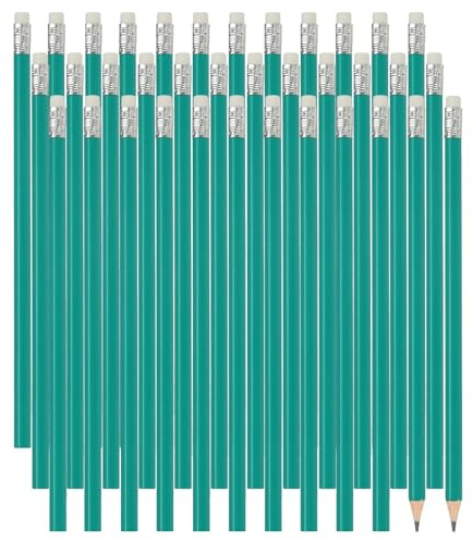 PATIKIL Hexagonala träpennor bulk, 48-pack HB grafitpennor med suddgummi för kontorsmaterial, teknisk märkning, skrivkonst, ritartiklar, grön