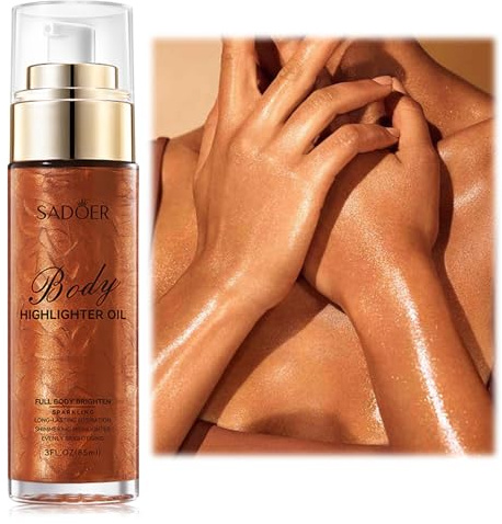 Shimmering Body Shimmer Oil 85ml Body Glitter Oil Highlighter Oil für Gesicht und Körper Feuchtigkeitsspendende und glänzende Flüssige Highlighter