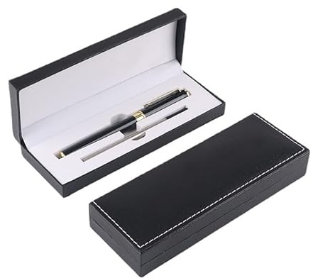 Black Lacquer Rollerball Pen, Luxury Pen with Black Ink Refill, Signature Roller Ball Pen, Business Gift Set for Men and Women (Black)