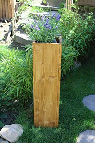 Colonne de jardin marron, jardinière marron, colonne décorative, colonne de fleurs, colonne de plante.