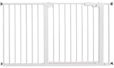 BabyDan Premier, Extra breit Ohne bohren Treppenschutzgitter, 126-132,2 cm, Babygitter/Sicherheitsgitter, Metall, Weiß, Hergestellt in Dänemark - (Haustiergitter/Hundegitter)