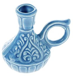 Danilovo Kerzenhalter Krugform, Keramik Leuchter für Dünne Kerzen, Orthodox Kerzen Halter, Ideal für Kerzen bis Ø 1,1 cm (Hellblau)