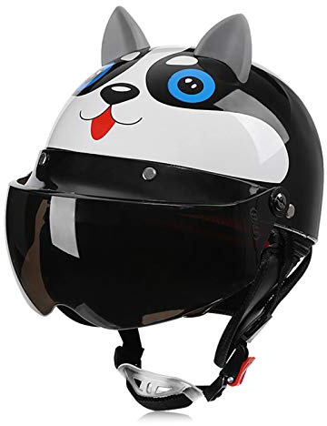 Galatée Casco da Bicicletta per Bambini, Adatto per Scooter Tricicli Skateboard e Biciclette, e Dotato di Sciarpa Calda e Visiera Parasole per la Protezione del Viso(Cucciolo, Età 5-12 anni)