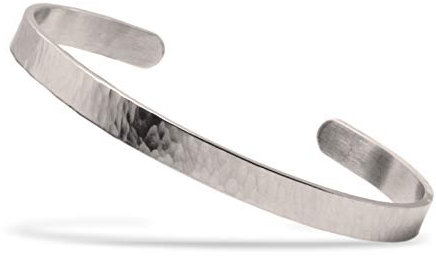 Nato Cuff - Edelstahl Armreif Gehämmert Herren und Damen Schmuck Made in France (Breit)