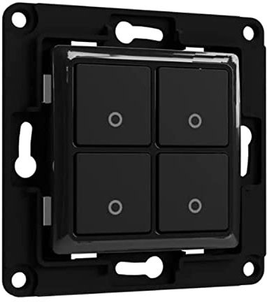 Shelly Home Wall Switch 4, Interruttore a Parete 4 pulsanti per Relè Intelligenti, Domotica, Nero