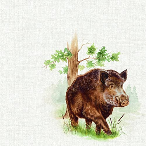 IHR Ideal Home Range - Papierservietten HUNTED WILD BOAR cream 20 St. Lunch-Servietten 33 cm x 33 cm