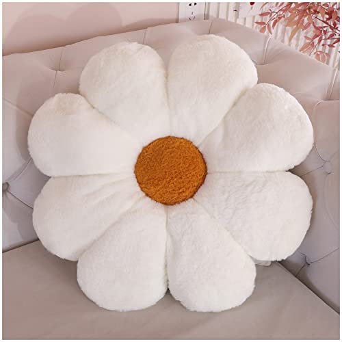 Coussin d'oreiller Fleur Coussin de siège Auto pour Chaise Lit en Forme de Fleur canapé Oreiller Coussins décoratifs Coussin en Peluche (40cm, White Brown)