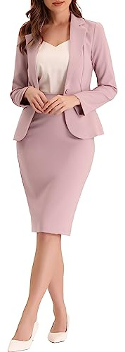 Allegra K Women 2 Piece Skirt Suit Set Business Casual Blazer Pencil Skirts