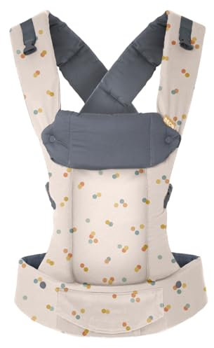 Beco Gemini Babytrage von Neugeborenem bis Kleinkind | Ergonomische Babytrage für Babys 3,2–15,8 kg (7–35 lbs) | M-Position, Verstellbarer Sitz, 100% Baumwolle (Dots)