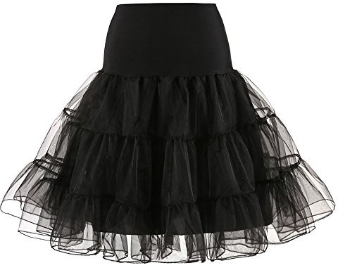 Tüllrock Damen Tüll Rock Tütü Karneval Kostüm Petticoat Tanzkleid 50er Vintage Ballet Tanzrock Ballkleid Tanzkleid Kurz tütü Rockabilly für Halloween Karneval Party Tüllrock Schwarz