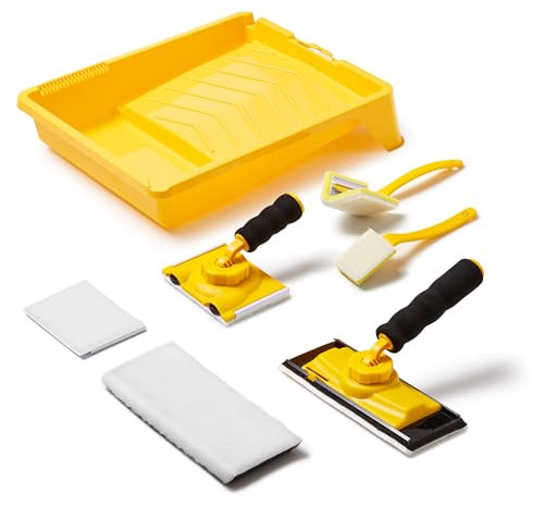 VOOMEY 7-teiliges Farbkanten-Set – 22,9 cm Premium Kantenschneider mit 360° drehbarem Griff, Zierleiste & Nachfüllpads – Ideal für präzise Wand- und Deckenkanten, Ausbesserungen und Malerarbeiten