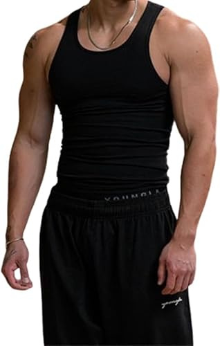 Ekko Beaters & Ekkovision Tank Tops - Men's Workout Shaper Vest, Compression Abs & Abdomen Undershirts, Muscle Shirts (Black, Medium)