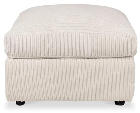 Large comfortable Footstool, Premium Cord Fabric Pouf, Ottoman for Living Room, Home Office and Sturdy Footrest with this Furniture in Multiple Colours - CFS1 (Cream/Stone)