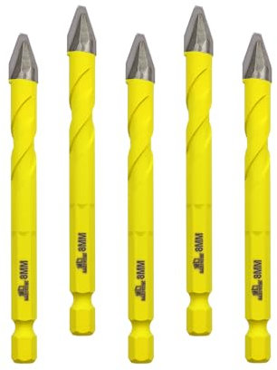 Foret excentrique à tête crochue 8MM Jeu de mèches DARTOTEK Mèches hélicoïdales pour bois/plastique/verre/brique en béton Mèches multi-matériaux avec coffret de rangement des mèches, 5 pièces