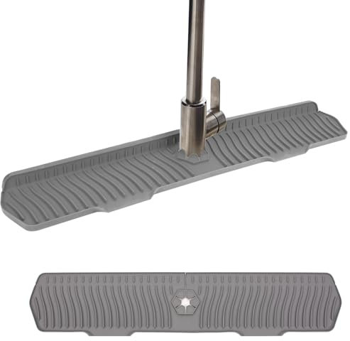 BeauFairy Tappetino per Rubinetto in Silicone, Paraspruzzi per lavandino, Paraspruzzi per Lavello da Cuscinetto di Asciugatura, Vassoio Antigoccia per Proteggere Il Piano di Lavoro, Grigio, 76CM