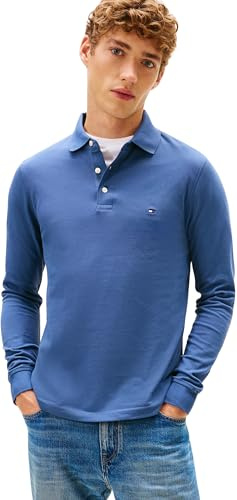 Tommy Hilfiger Men’s Slim Basic Long Sleeve Polo Shirt, Blue (Aegean Sea), L