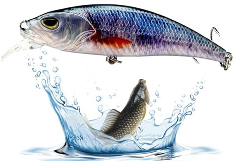 Künstlicher Köder für Barsch in Süßwasser – schwimmende Robotikköder, wiederaufladbar, USB | Outdoor-Sportzubehör mit elektrischer Vibration und LED-Licht für Nachtliebhaber