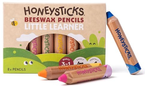 Honeysticks Matitoni Colorati per Bambini Jumbo Little Learner (Set da 8) – Pastelli Colorati con Mina in Cera d’Api Atossica, Facili da Impugnare, Colori Vivaci per Disegnare e Colorare