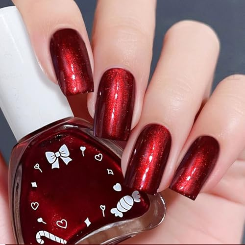 Weinrot Nagellack - Schnell trocknende & lang anhaltende Nagellack - Glitzer Farblack Ungiftig auf Wasserbasis - Quick Dry Nail Polish für DIY Salon Geschenk für Frauen Maniküre zu Hause (Rot)