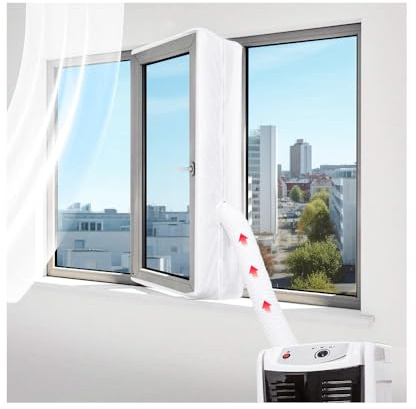 GIDWRIY Sello Ventana Aire Acondicionado Adaptador 400 cm,Cubierta Aislante Ventana Aire Acondicionado Accesorios,Sellado Universal Puerta Ventana,Aislante Ajustable Ventanas para Secadoras