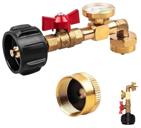 Refill Adattatore di riempimento - Adattatore di riempimento per serbatoio di propano da 1 libbra | Con manometro e adattatore di trasferimento del propano per R è composto da martine, campeggio