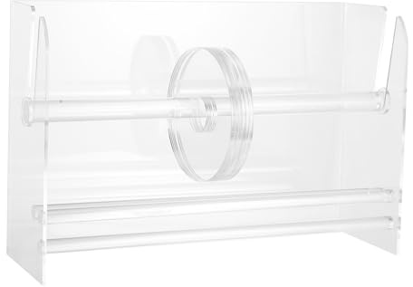 UKCOCO Soporte para Rollos de Pegatinas Transparente de Acrílico Ajustable 7 Compartimentos, Organizador Resistente y Funcional para Escritorio y Espacio de Trabajo